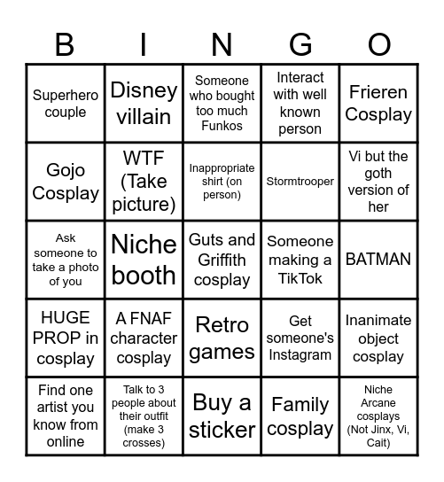 Comic Con Bingo 2025 Bingo Card