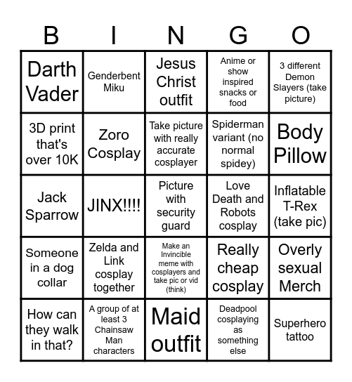 Comic Con Bingo 2025 Bingo Card