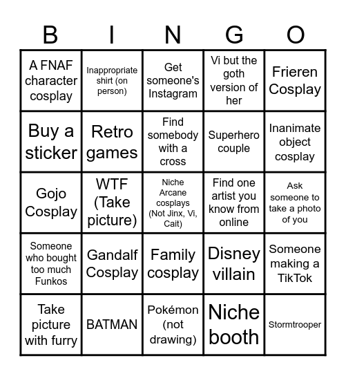 Comic Con Bingo 2025 Bingo Card