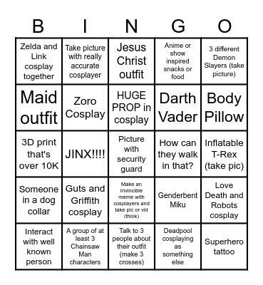 Comic Con Bingo 2025 Bingo Card