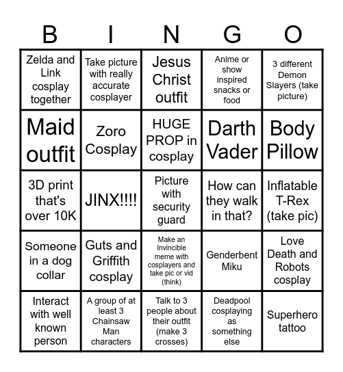 Comic Con Bingo 2025 Bingo Card