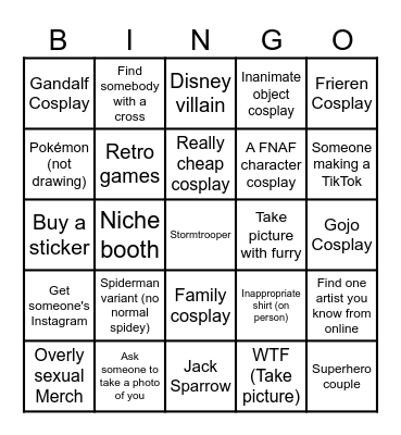 Comic Con Bingo 2025 Bingo Card