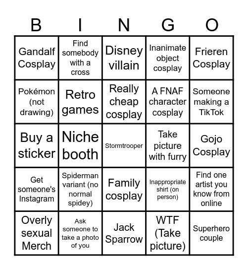 Comic Con Bingo 2025 Bingo Card