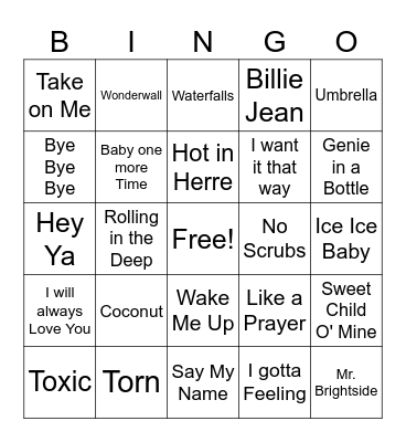 MUSIC BINGO Card