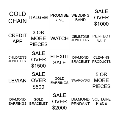 BLINGO Bingo Card