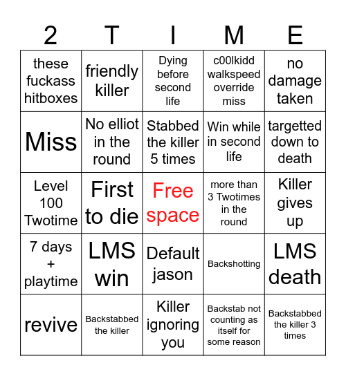 Forsaken Two Time bingo [rework] (idk honestly) Bingo Card