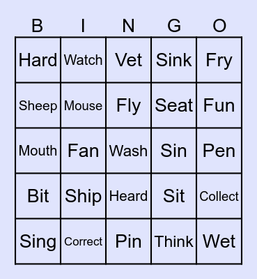 Pronunciation Bingo Card