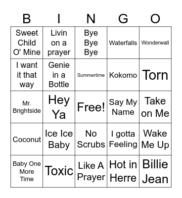 Music Bingo Card