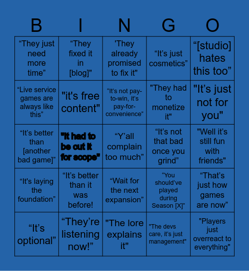 AAA Apologist Bingo Card