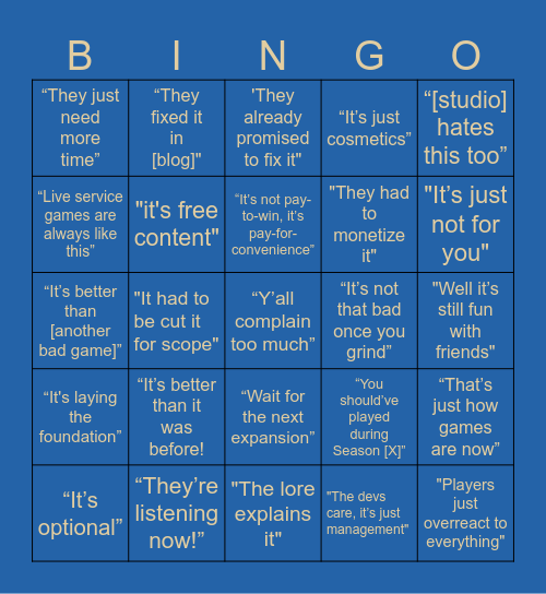 AAA Apologist Bingo Card