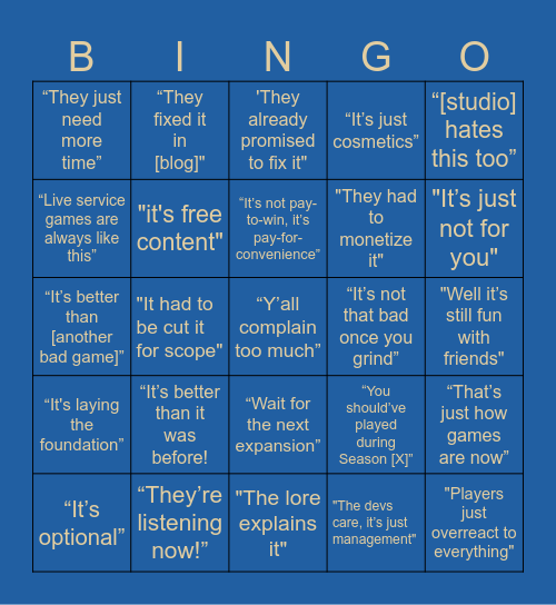 AAA Apologist Bingo Card