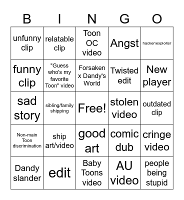 Dandy's world TikTok comp Bingo Card