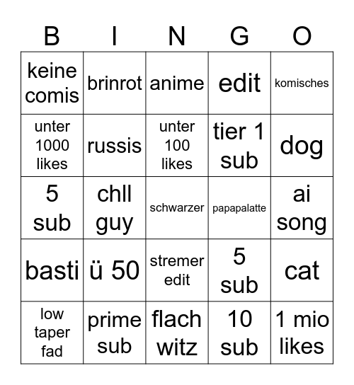 Untitled Bingo Card