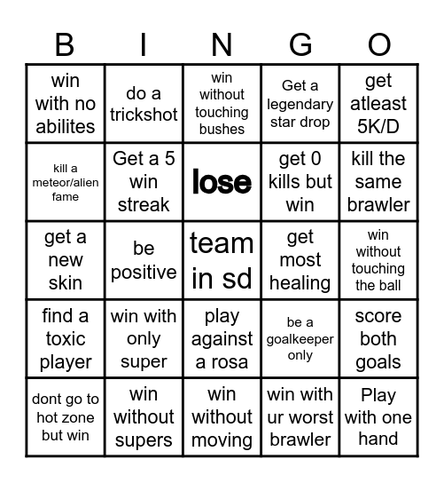 Brawl stars bingo! Bingo Card