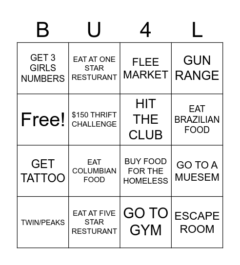 april sleepoverrrr Bingo Card