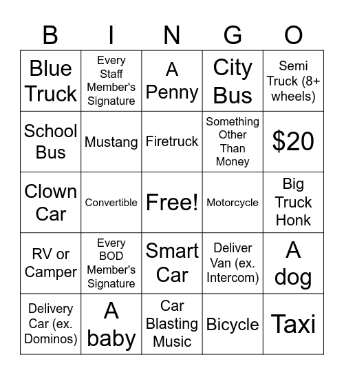 Barrage Routier Fundraiser Bingo Card
