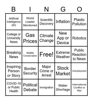 CNN10 Bingo Card