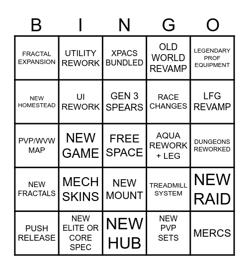 NEW GW2 EXPANSION Bingo Card