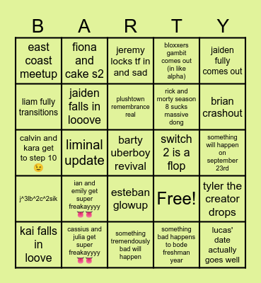 Untitled Barty Bingo Card