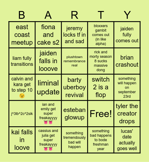 Untitled Barty Bingo Card