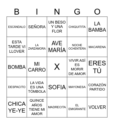 BINGO MUSICAL Bingo Card