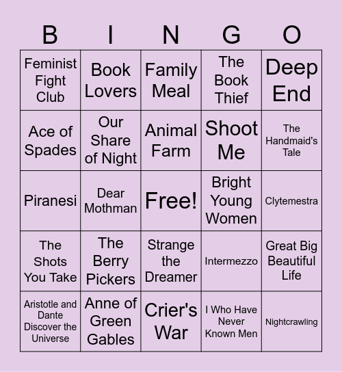 Liv's Library Bingo Card