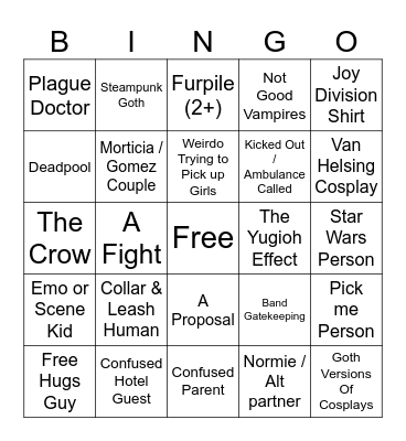 Dark Force Bingo Card