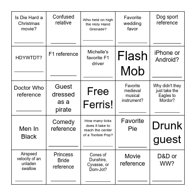 Michelle & Will's Wedding Bingo Card