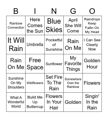 SPRING MUSIC BINGO Card
