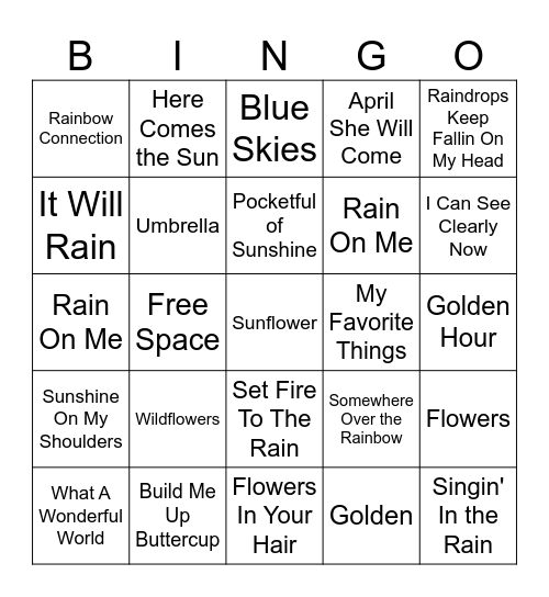 SPRING MUSIC BINGO Card