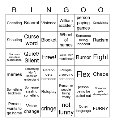 School Bingo Card