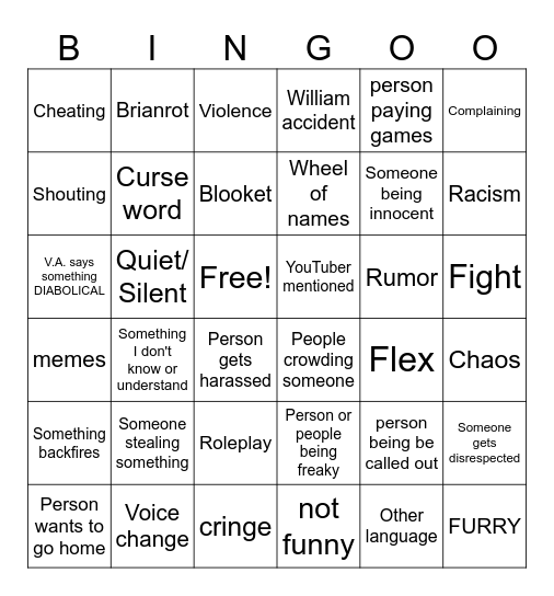 School Bingo Card