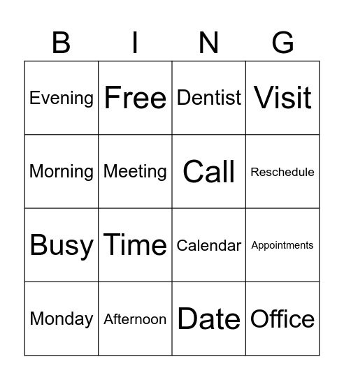 Making Appointments! Bingo Card