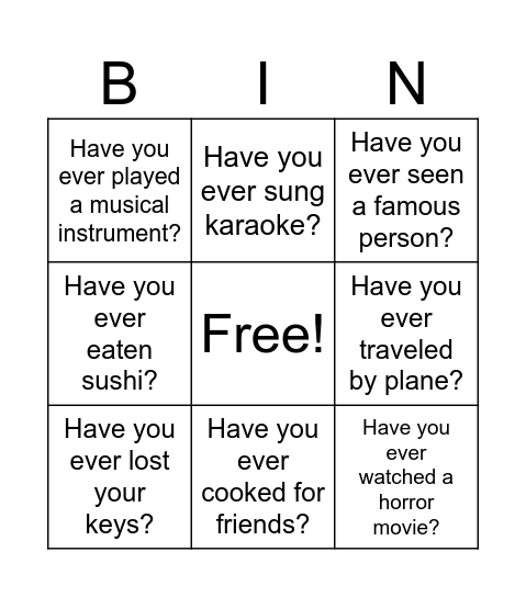 HUMAN BINGO Card