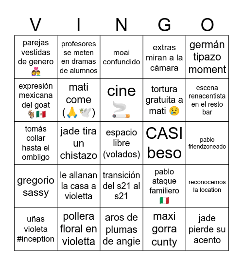 Vingo 2025 Bingo Card