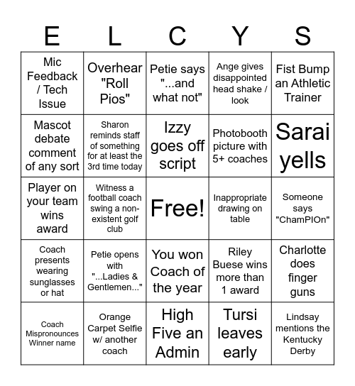 2025 ELCYs Bingo Card
