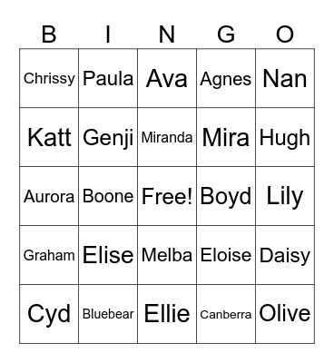 Animal Crossing Bingo Card