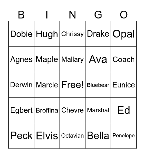 Animal Crossing Bingo Card