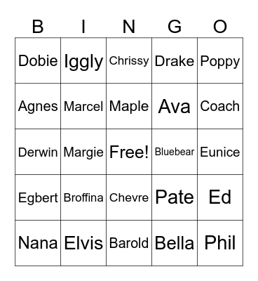 Animal Crossing Bingo Card