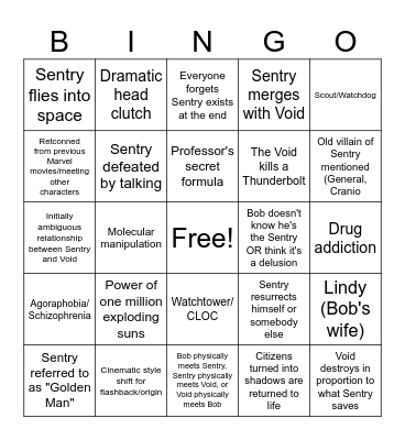 Thunderbolts* Bingo Card