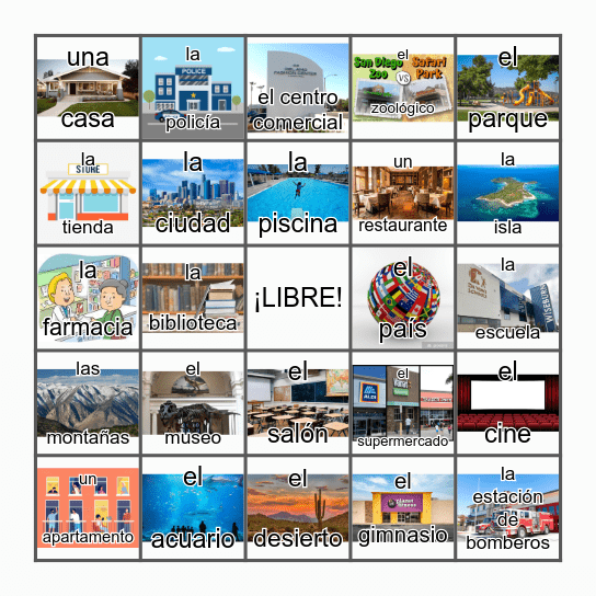 LOTERIA: LUGARES (places) Bingo Card