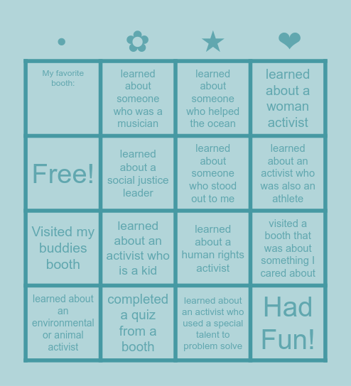 Activist Buddies Bingo! Bingo Card