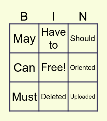Modals and Verbs Bingo Card