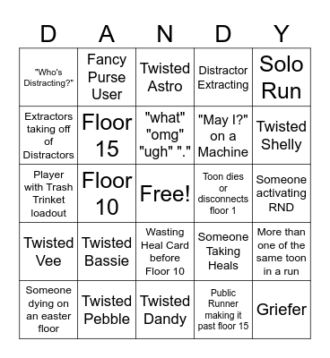 Public Run Bingo Card