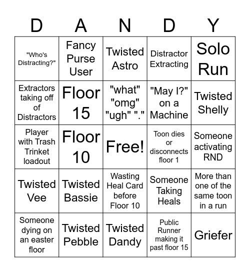 Public Run Bingo Card