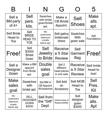 Bridal Christmas Bingo (Stylist) Bingo Card