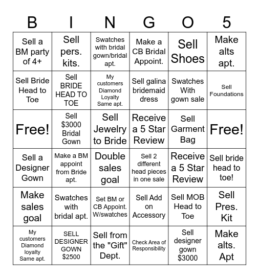 Bridal Christmas Bingo (Stylist) Bingo Card