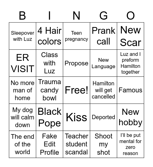2025 Bingo Card