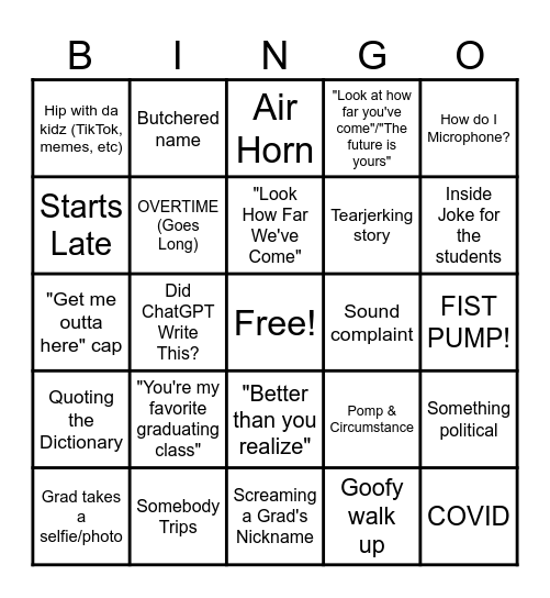 Graduation Bingo! Bingo Card