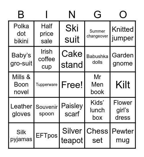 Boutique bingo Card